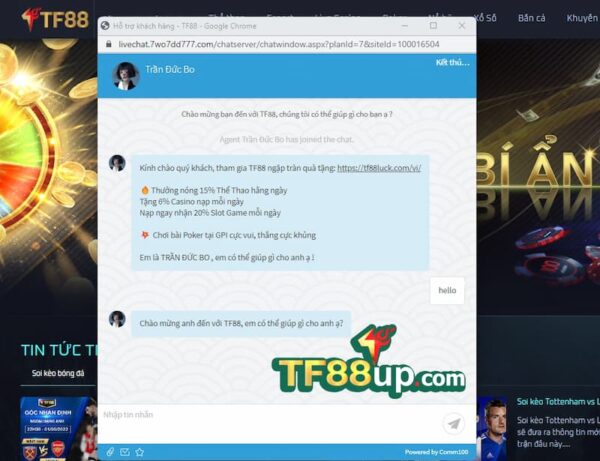 Liên hệ TF88 qua Live chat là hình thức phổ biến nhất