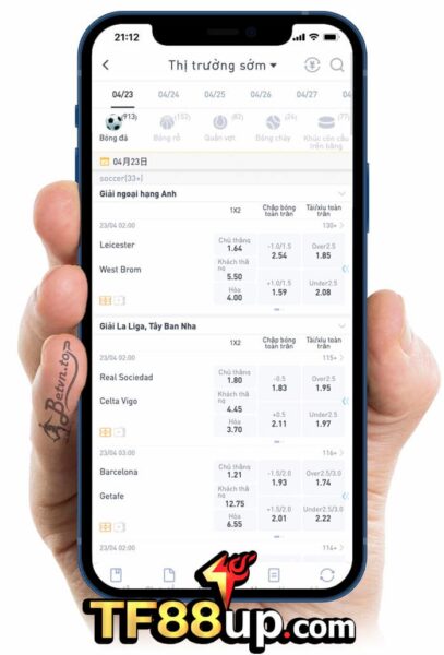TF88 cung cấp lượng kèo bóng đá khổng lồ